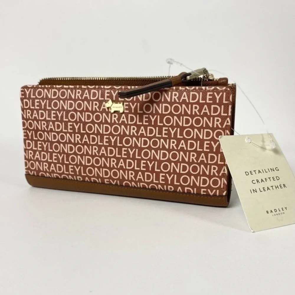 Radley London Bifold Leather Wallet Signature Lettering Print in Brown